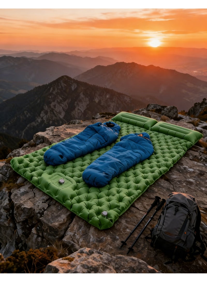 TOP ONE Double camping sleeping mat | Ultralight camping mat | With pillow | Built-in foot pump | Inflatable sleeping mat |camping bed、camping mattress、camping mat、sleeping pad| Lightweight and portable | Suitable for camping | Backpacking | Hiking | Tent camping. - Image 2